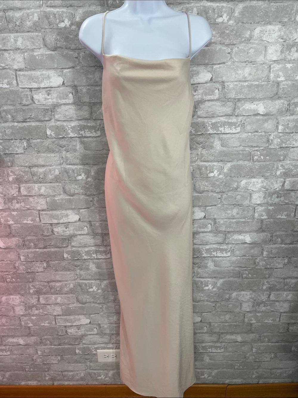Meshki Champagne Sydney Drape Neck Slip Maxi Dress